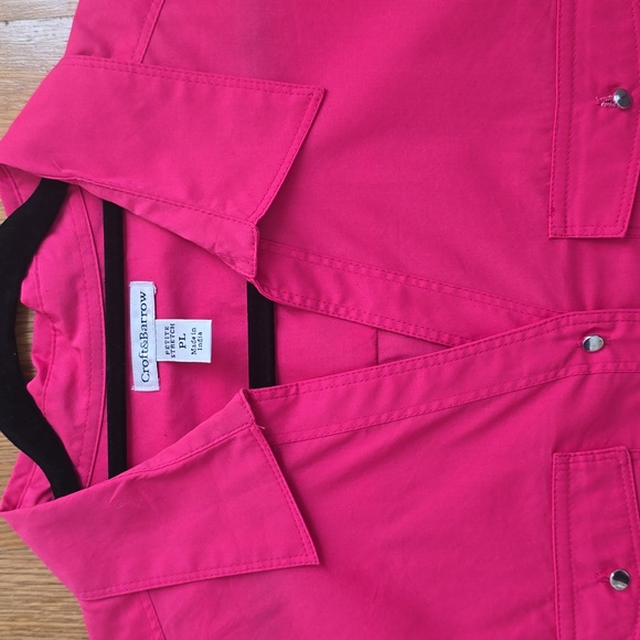 CROFT AND BARROW WOMEN'S PETITE FUSCIA PINK FRONT BUTTON SHIRT SIZE PETITE LARGE - Picture 15 of 16
